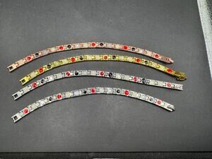 Vtg Rose Gold Silver Gold Tone Germanium Healing Magnetic Bracelets Lot Of 4